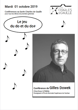 affiche de la conférence du Gilles Dowek au lycée Charles de Gaulle de Vannes, le 1er octobre 2019